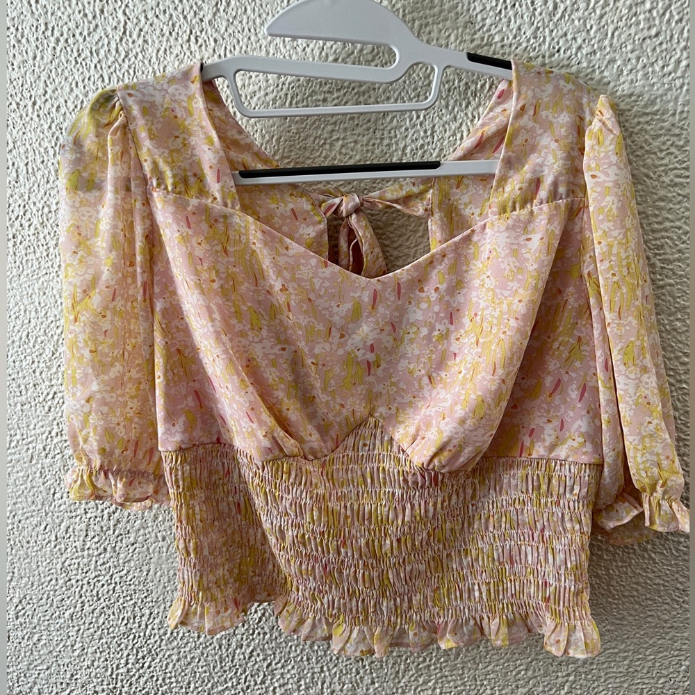 NWOT pink floral top
